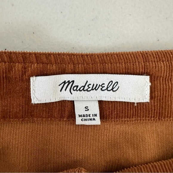 Madewell Embroidered Eyelet Ribbed Corduroy Tie-Sleeve Top in Warm Coffee Sz S - Picture 8 of 11